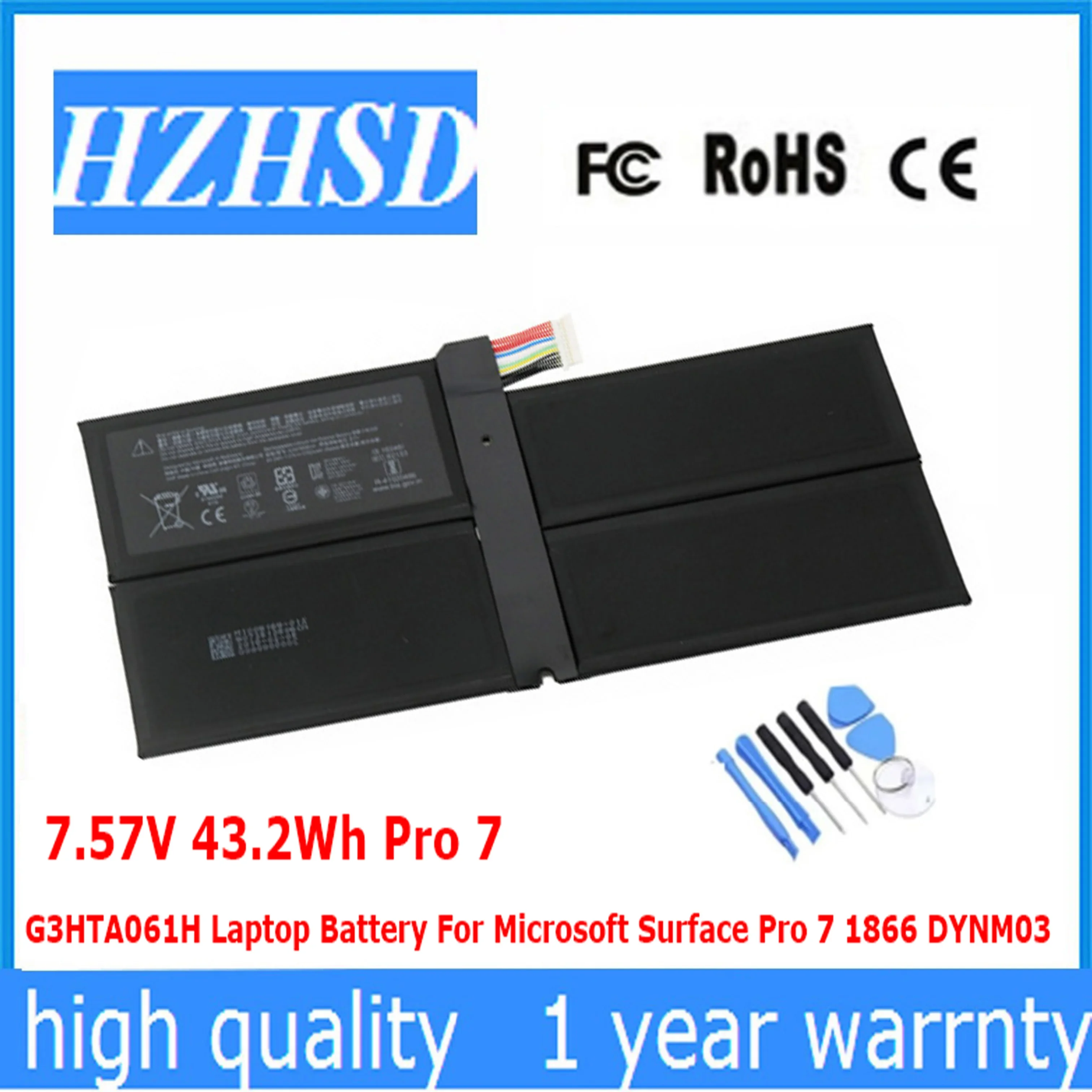 7.57V 43.2Wh Pro 7 G3HTA061H Laptop Battery For Microsoft Surface Pro 7 1866 DYNM03