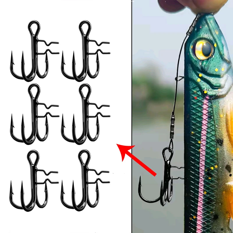 

5/6 шт. тройной крючок с шипами-держателем для приманки для рыбалки с мягкой приманкой # 4 # 2 # 1, снасти для рыболовных крючков из высокоуглеродистой стали с рогами