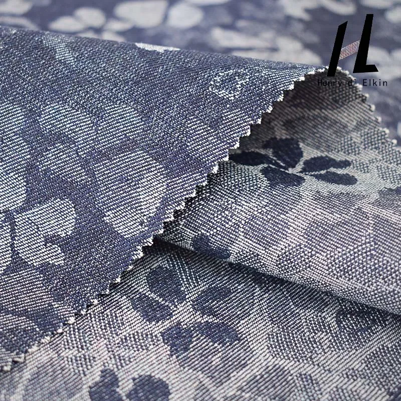 مصنع الجملة عالية الجودة البوليستر القطن الجاكار غزل مصبوغ حك الجينز الدنيم النسيج لحقيبة سترة الموضة خمر