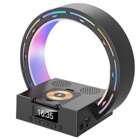 6IN1 Alarm Clock Bluetooth Speaker Night Light TF AUX USB Disk FM Radio Wireless Charger for Iphone 16 15 14 13 12 11 Samsung