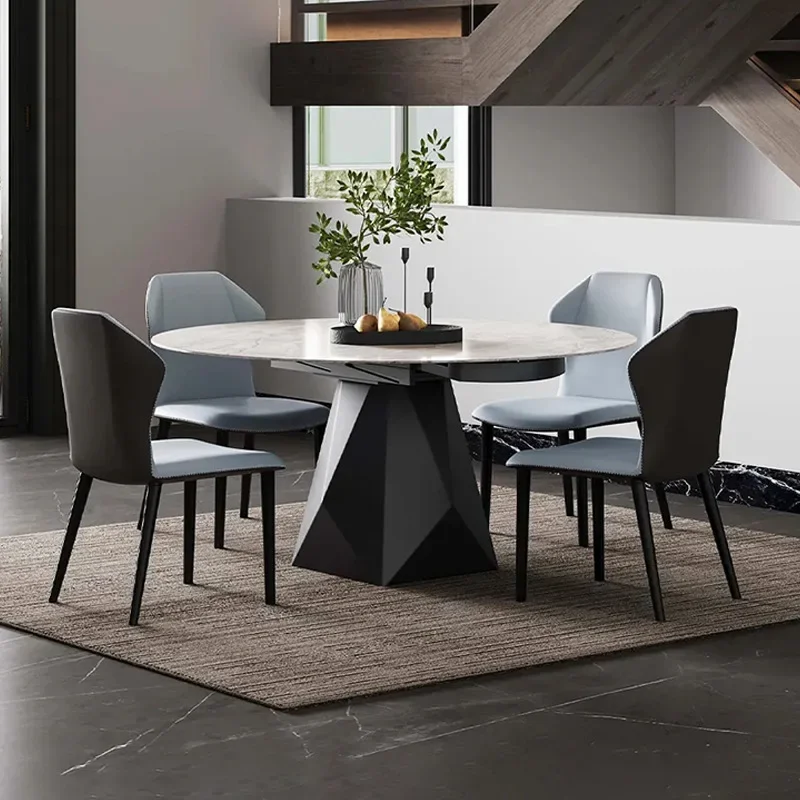 Retractable dining table household modern light luxury luxury extendable square and round dual-purpose