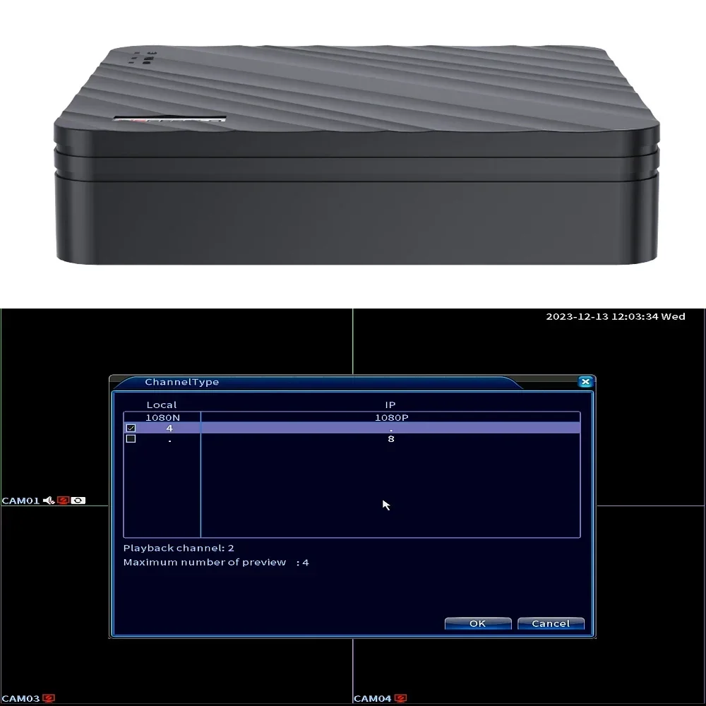 Imagem -03 - Gravador de Vídeo Híbrido para Câmera Ahd Câmera ip Câmera Analógica Canais Canais Cctv Ahd Dvr Ahd-n 1080p Nvr 4in 1