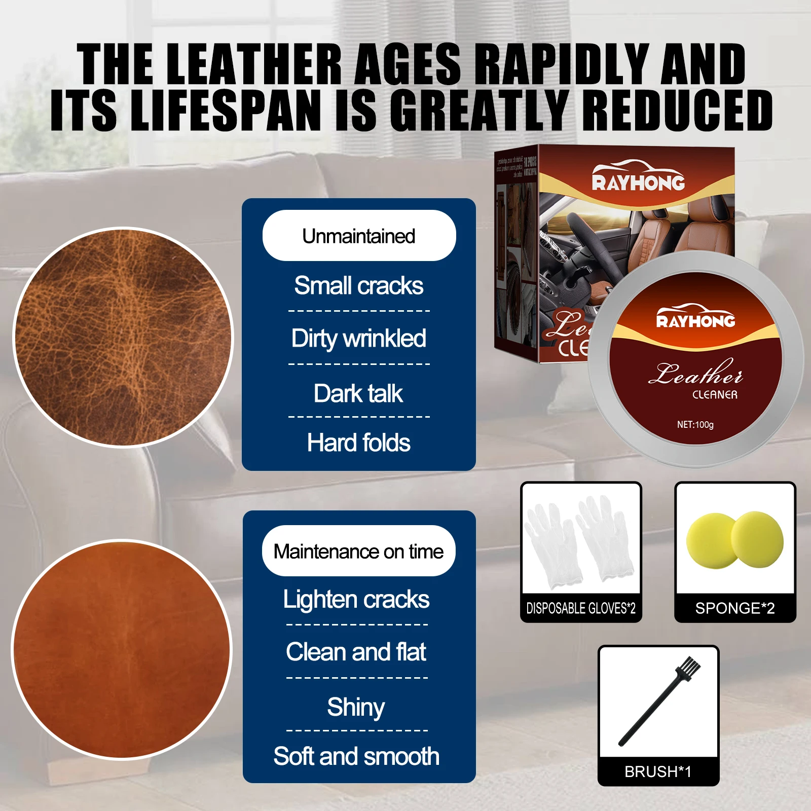 100g Leer Reparatie Gel Kleur Reparatie Thuis Auto Auto Seat Leather Reparatie Opknappen Crème Plakken Leerreiniger voor bank Laarzen