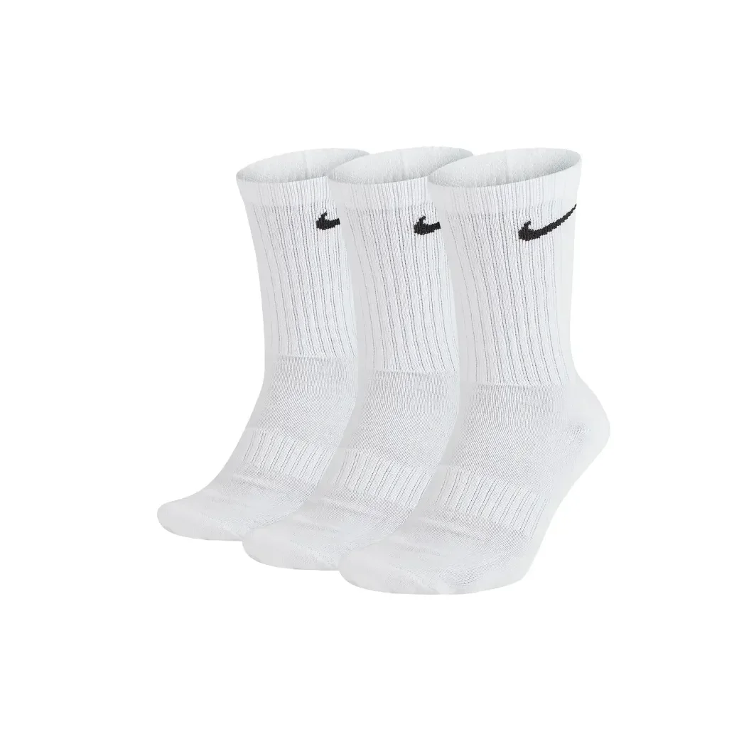 Nike Unisex EVERYDAY CUSH CREW 3PR Long Mid Calf Quick Dry Towel Socks 3 Pairs Fall/Winter Comfortable and Soft