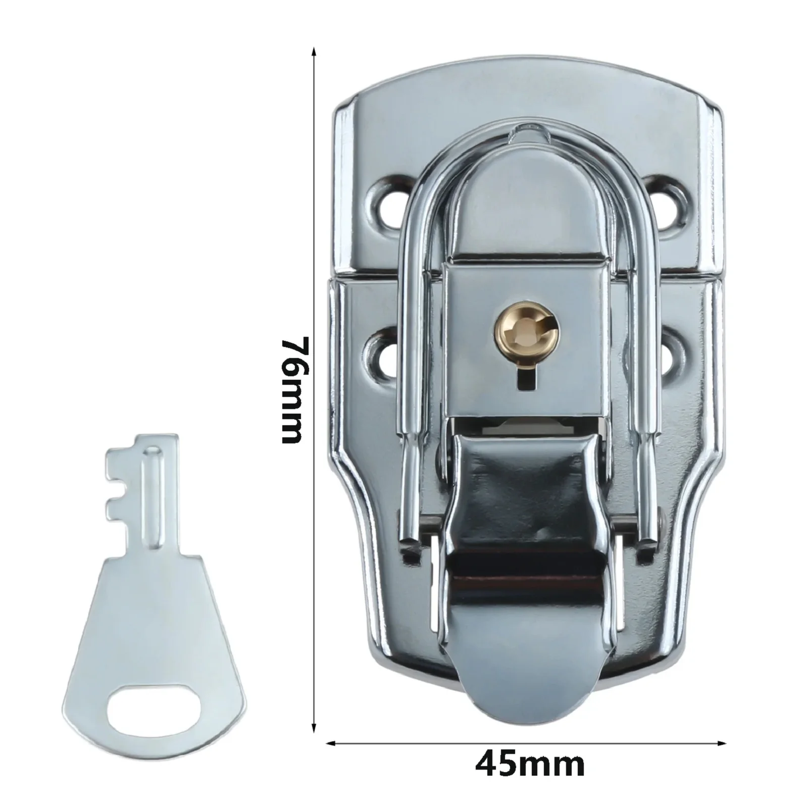 76mm*45mm Metal Box Toggle Latch Hasp with Key Safety Lock Buckle Aviation Case Electric Cabinet Toolbox Locker Wooden Furniture