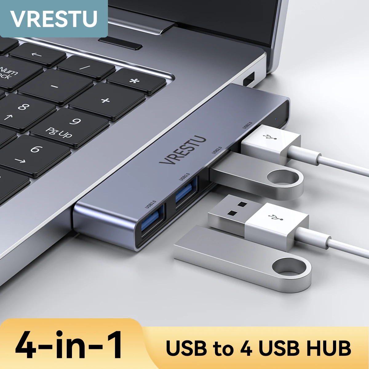 4 Port USB HUB USB 3.0 Multi Expander Hab USBA Splitter Power Adapter 5Gbps High Speed OTG Expansion for PC Computer Accessories