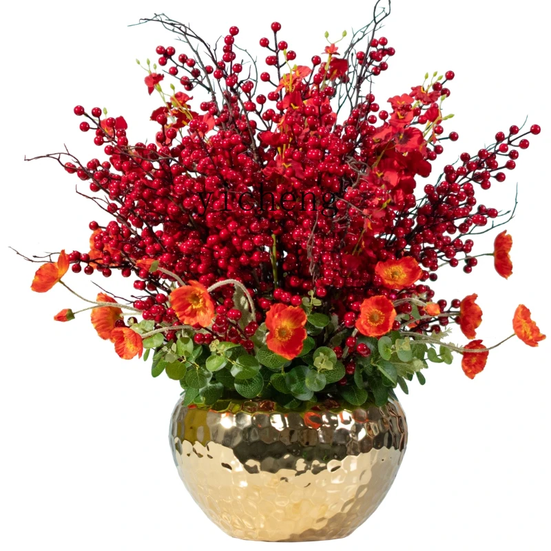 

ZK Red Fortune Fruit High-End Dining Table Floriculture Artificial Flower High-Grade Ornaments Flower