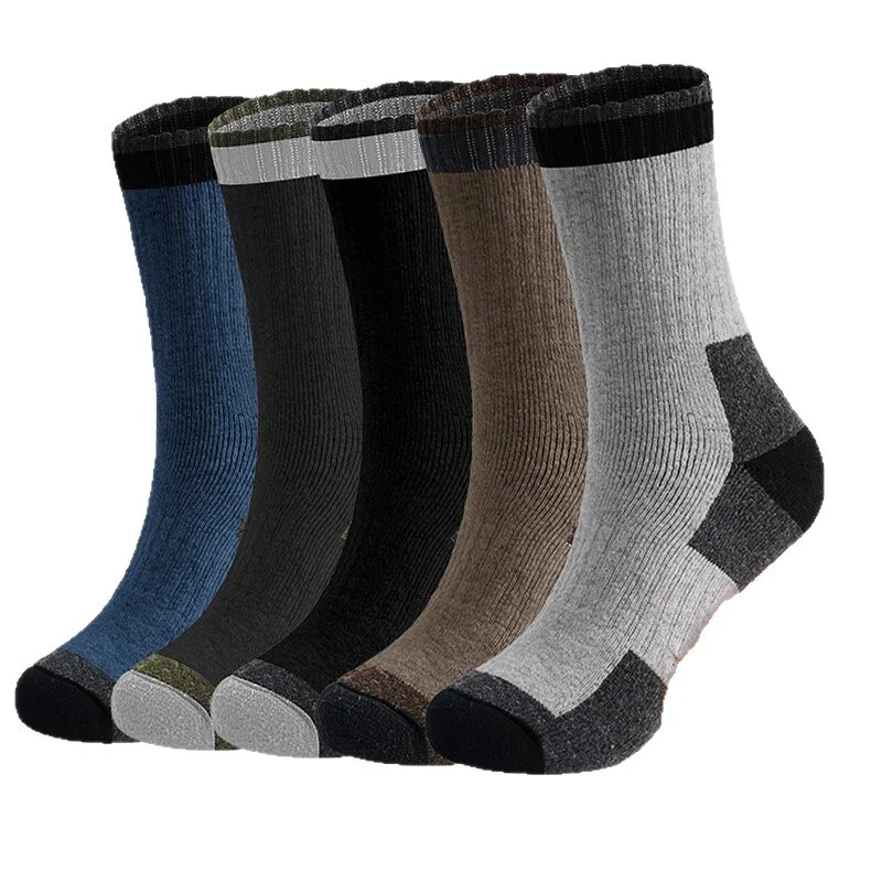 AliExpress NONE 1/5 Pairs Winter Warm Thick Towel Bottom Socks Moisture Wicking Hiking Socks Men Women Thermal Breathable Cycling Outdoor Socks