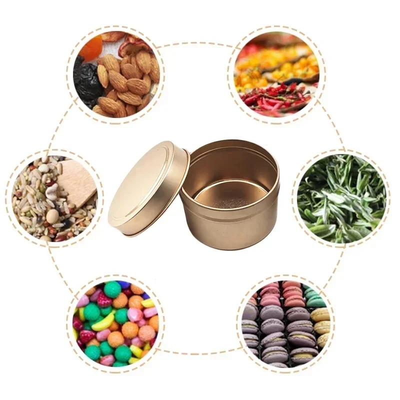 12Pcs Rosegold Empty Metal Tin Jar Round Candle Container Storage Box Small Item Jewelry Candy Box Cosmetic Storage Organizer