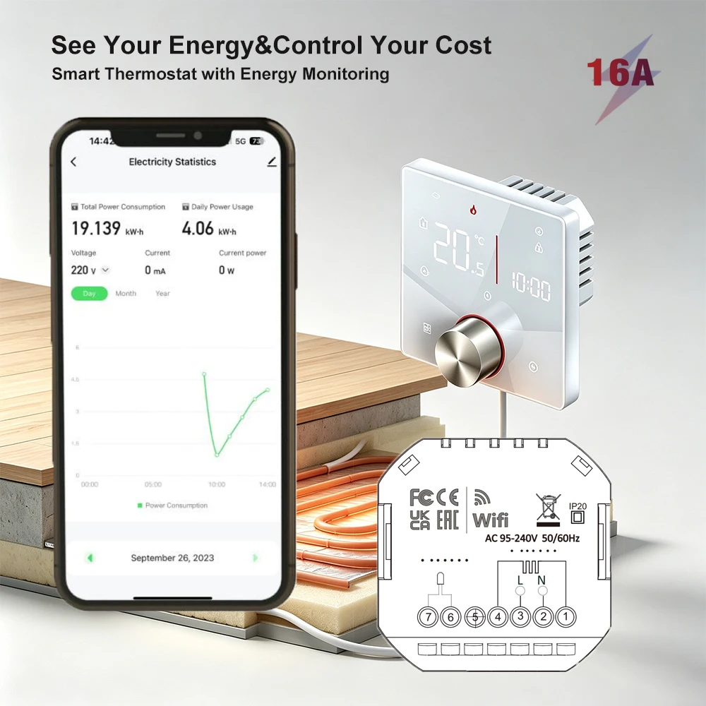 Termostato com Monitor de Ener - Wifi Thermostat avaliação e preço