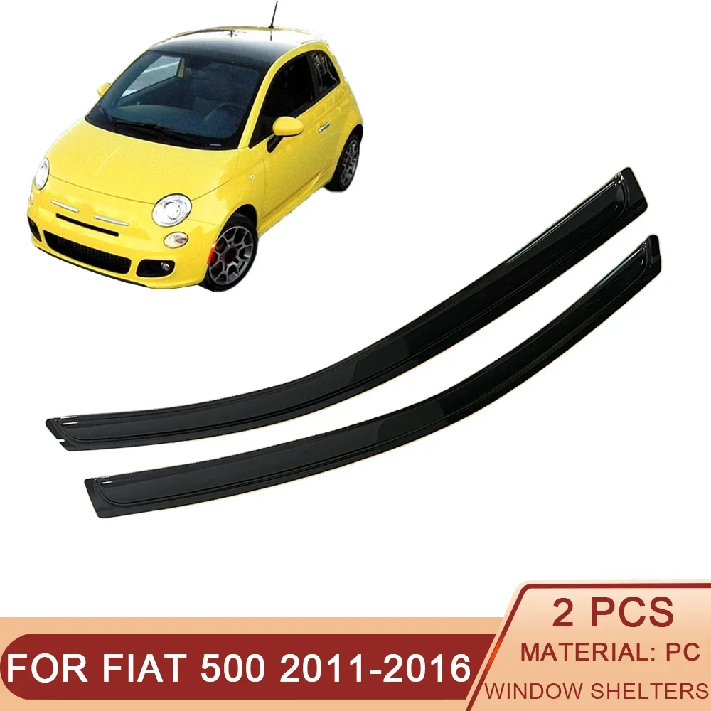 

For FIAT 500 2011-2016 Car Side Window Visor Sun Rain Guard Shade Shield Shelter Protector Cover Trim Frame Sticker Accessories