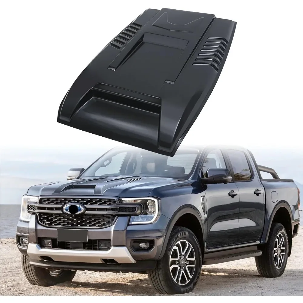 

Matte Black Bonnet Scoop Hood Vent Cover Guard Compatible with Ford Ranger Next Gen T9 2022 2023 Wildtrak XLT XLS XL Accessories