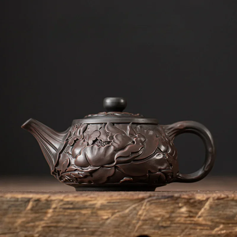 Jianshui Purple Ceramic Teapot Chinese Xishi Pot Handmade Jumping Knife Pattern Household Ceramic Filter Brewing Teapot
