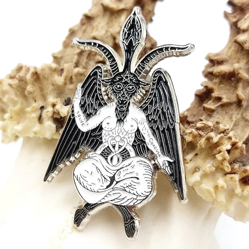 Occult Gothic Aesthetic Baphomet Hard Enamel Pin Goth Fashion Punk Style Gift for Pagans Bag Lapel Backpack Badge Accessories - view 2