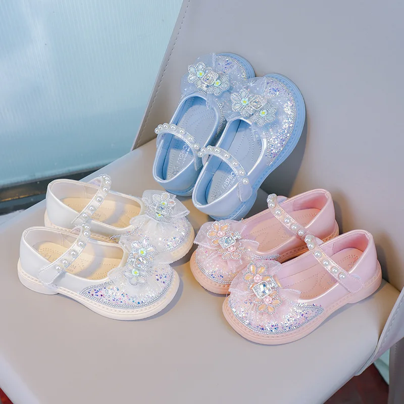 Kids'Casual Sandals PU Leather Summer Fashion Outdoor Breathable Shoes For Girls Anti-slip Blue White Pink Shoes