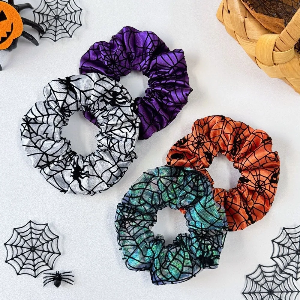 Creative Bat Spider Web Hair Bow Gothic Spring Clip Pumpkin Hair Clip Elegant Halloween Scrunchie Hair Accessories
