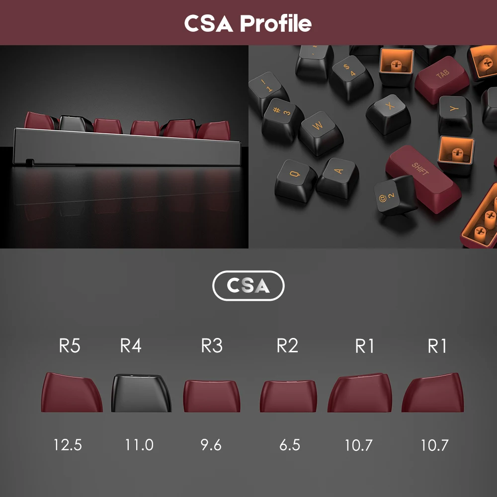 Black and Red PBT Keycaps,CSA Profile,150 Keycap Set Double Shot Keycaps,for Cherry Gateron MX Switches Mechanical Keyboard