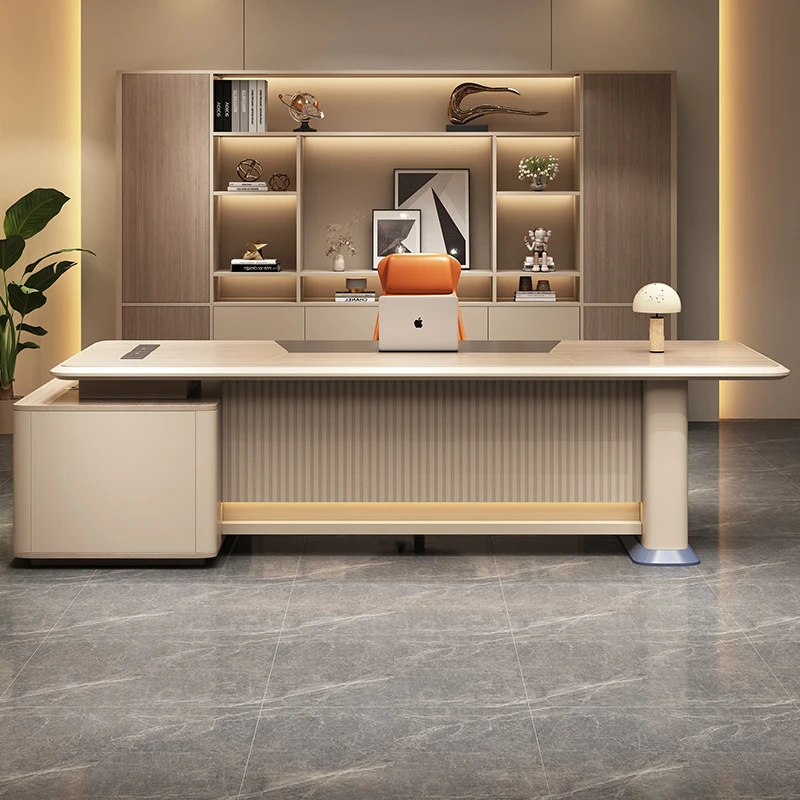 CEO desk,boss table,office Furniture,Office , , Simple Modern Manager Computer Desk And Chair Set, Light Luxury, High-End, Styli