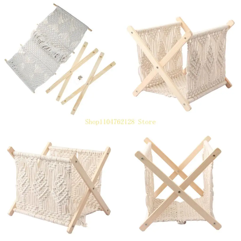 Macrame Magazine Rack Boho Magazine Holder Cesta armazenamento para jornal melhor venda
