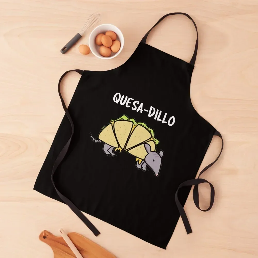 

Quesa-Dillo Funny Quesadilla Pun (Dark BG) Apron Kitchen Things For Home Waiter Uniforms bib men's barbecue Apron