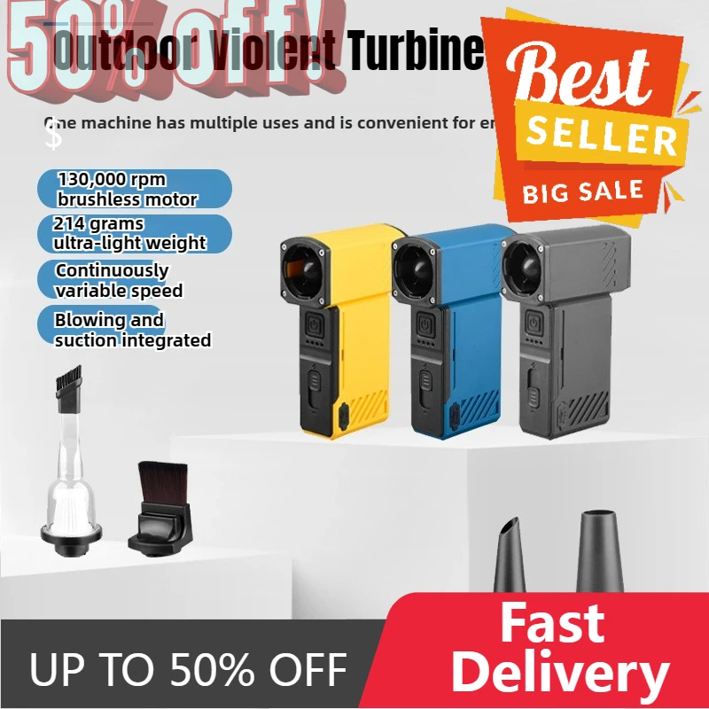 

【 Быстрая доставка】 Перезаряжаемый воздуходувка с 4 насадками, турбовентилятор 130000 об/мин, бесщеточный ручной турбоструйный вентилятор, воздушный компрессор