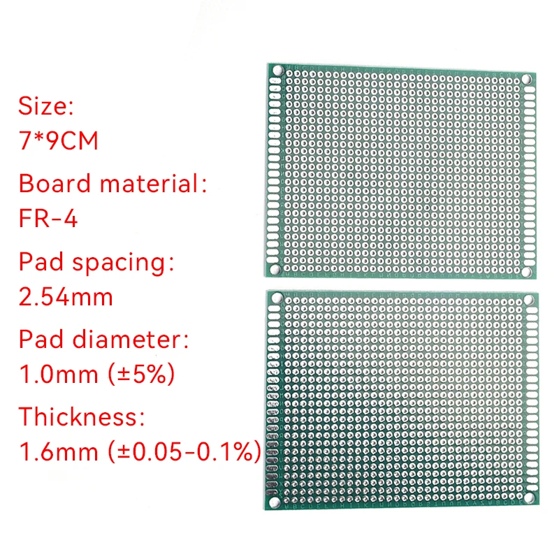 2pcs Universal PCB Double-Sided 2.54mm Pitch 7x9cm Electronic Components Assembly Size for Circuit Board Manufacturing