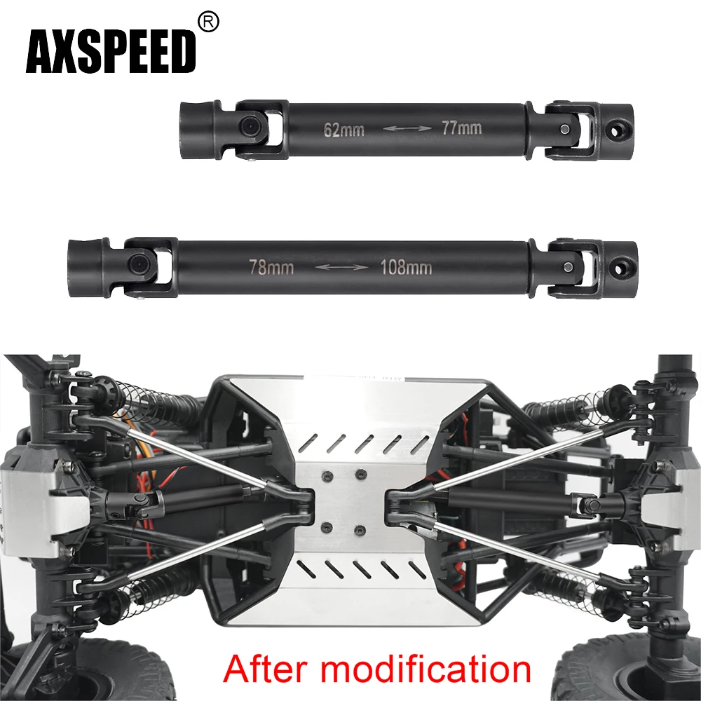 AXSPEED 2 szt. Stalowy wał napędowy przekładni do osiowego UTB18 Capra 1/18 Buggy RC akcesoria do modernizacji Model ciężarówki