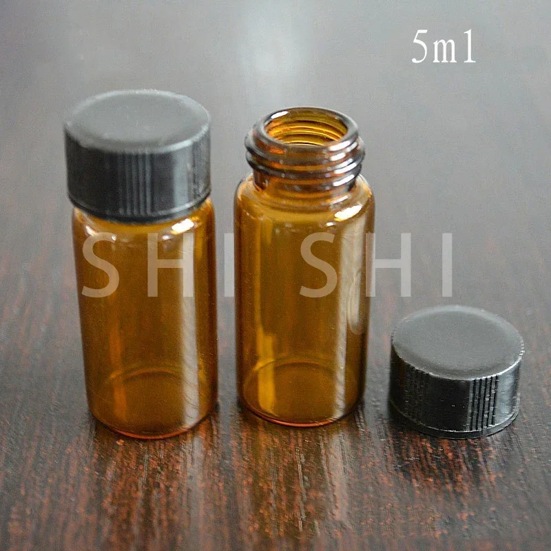 5/10 Pcs Clear Amber Glass Bottles Small Medicine Sample Vials Laboratory Powder Reagent Containers Screw Lids 2ml 3ml 5ml 10ml