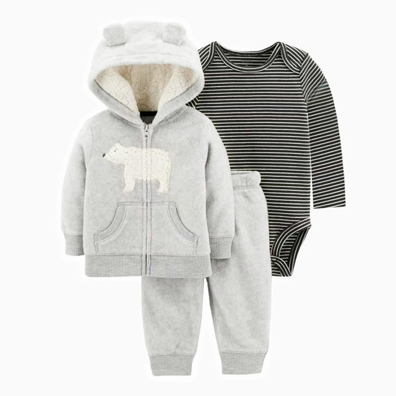 Ircomll primavera autunno inverno Set di abbigliamento per neonati cappotto per bambini in pile addensato + pantaloni per bambini + completi per