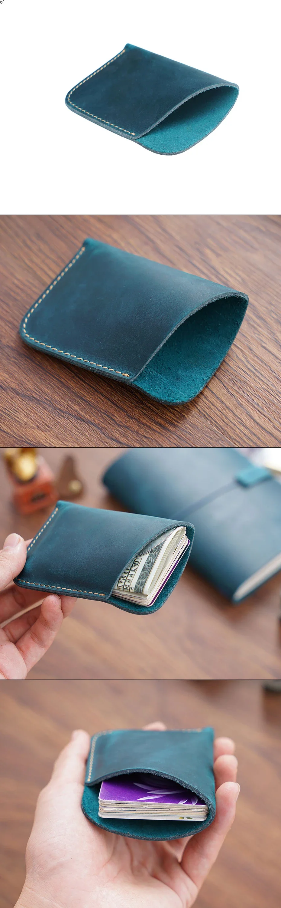 Vintage-Leder-Geldbörse aus Rindsleder für Herren, multifunktionaler Kartenhalter, Organizer, Geldscheintasche, tragbare Business-Geldbörse, ideal für Männer – Detail 5