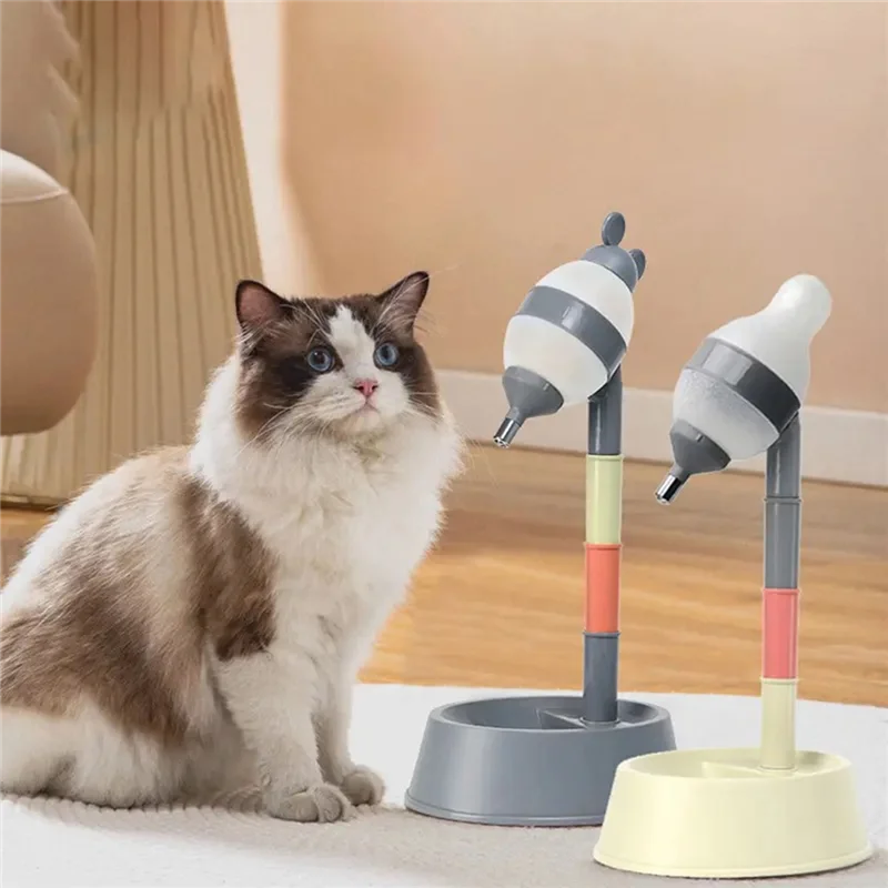 ABGG-القط الكلب وعاء شُرب موزع مياه الارتفاع قابل للتعديل نافورة ماء للحيوانات الأليفة معلقة لعق لا مبلل الفم والذقن