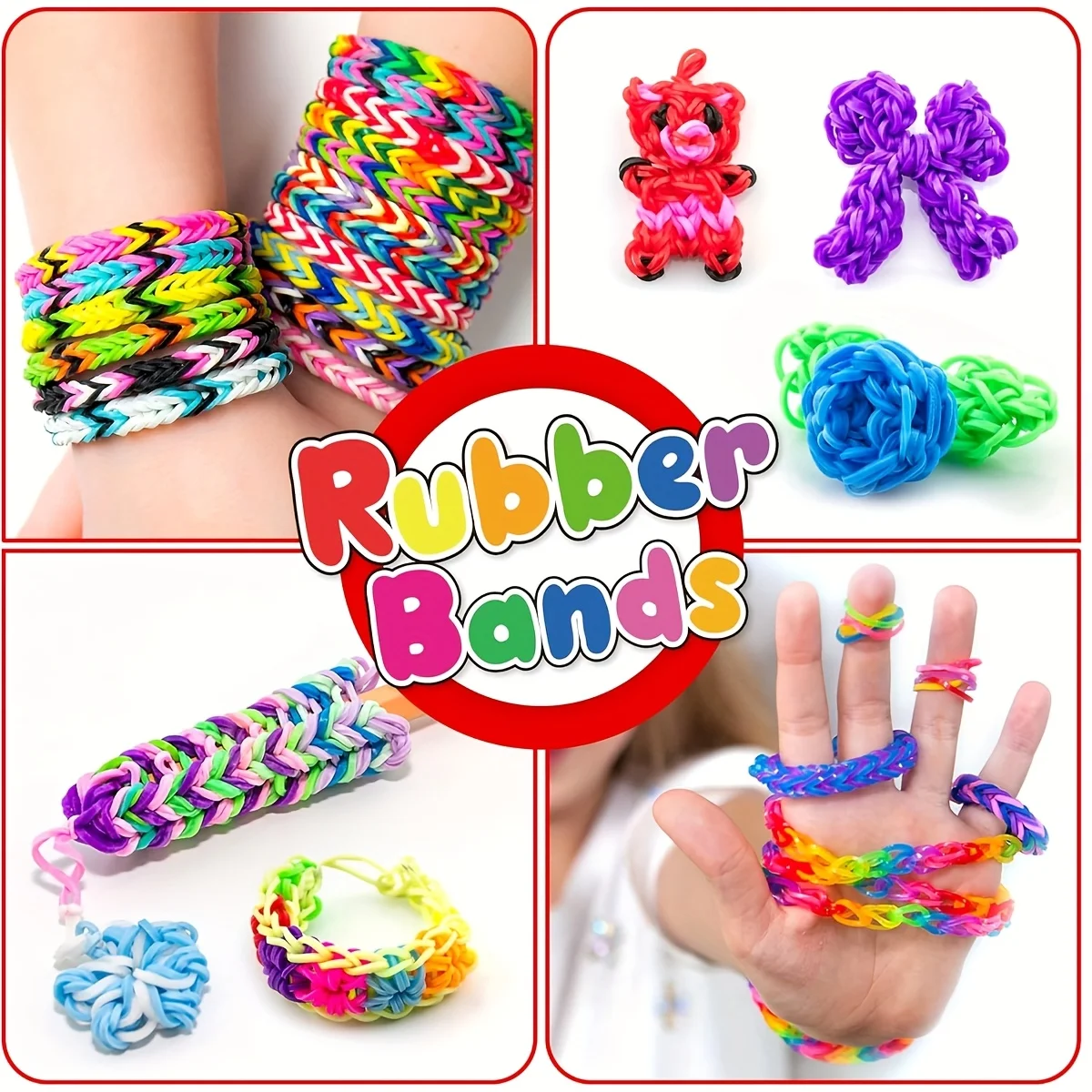 New DIY Rubber Bands for Bracelets Kit, Equipped with Various Keychains, Crochet Hooks Loom Band, Toys Fo Girls  Beads Set