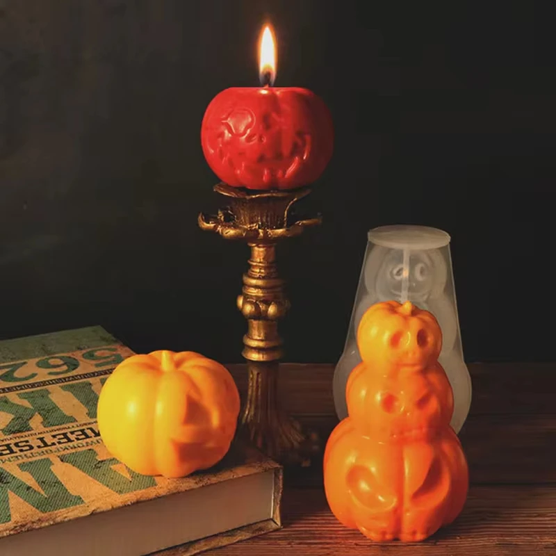 Espressione di Halloween candela di zucca stampo in Silicone fai da te aromaterapia balsamo goccia stampo tema vacanza decorazione festa Souvenir