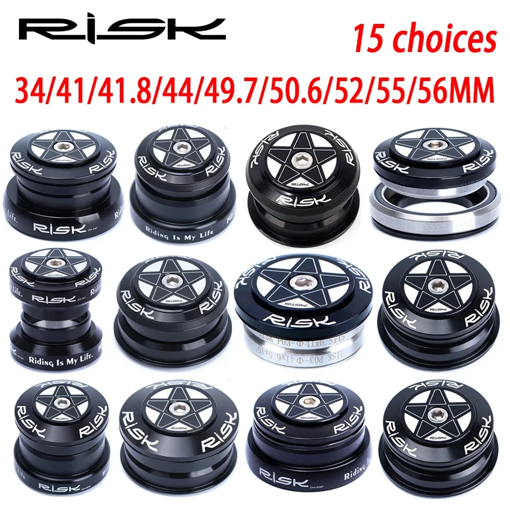 

RISK Bicycle Headset Sealed Bearing Road Bike Steering Bowl Set Aluminum MTB Steering Headset 34/41/41.8/44/49.7/50.6/52/55/56MM
