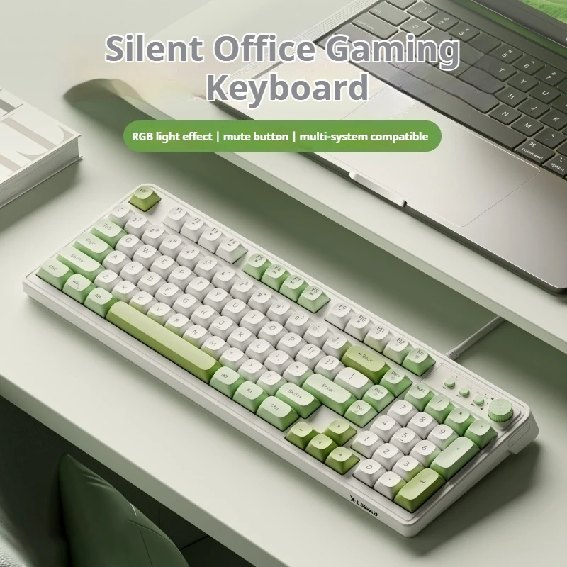 EWEADN Clavier de jeu silencieux filaire, rétroéclairage arc-en-ciel, touches silencieuses, anti-image fantôme, ergonomique, USB pour PC/ordinateur portable de bureau et de jeu