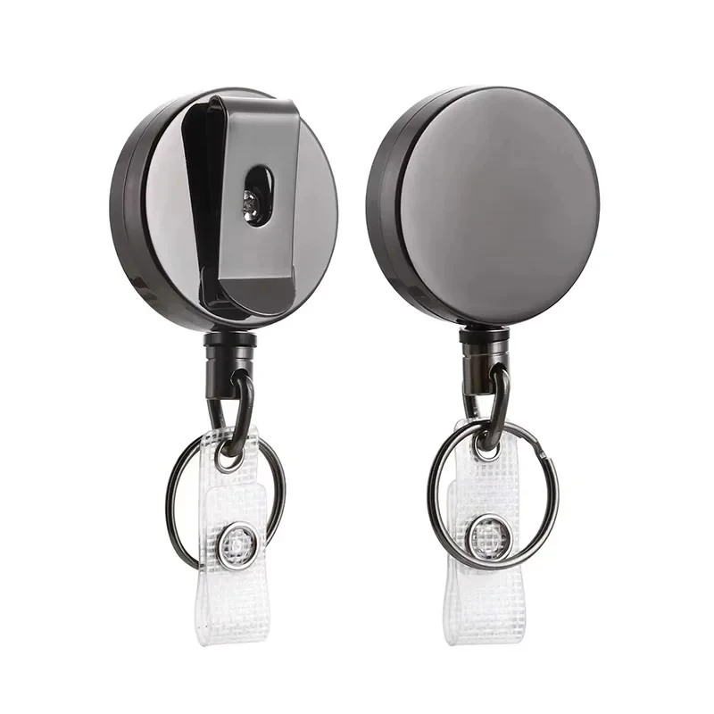 1-4PCS Heavy Duty Retractable Metal Wire Keychain Pull Badge Reel ID Lanyard Name Tag Card Badge Holder Reel Key Ring