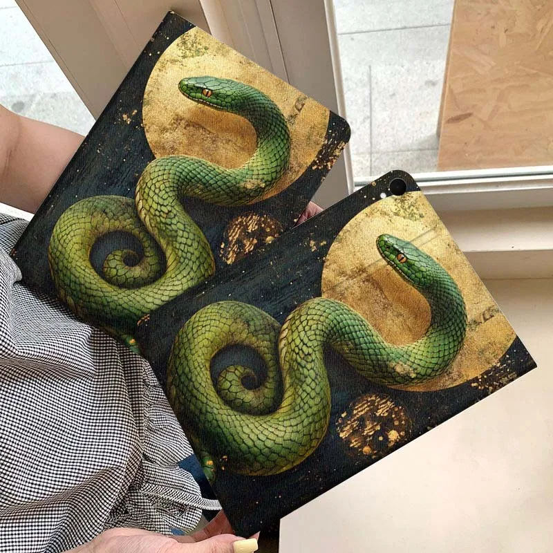 

Golden Moon Snake Art For Samsung Galaxy Tab S11 A11 A9 A8 S6 A 10.1 A7 10.4 Plus 2025 2023 Tablet Case Gift