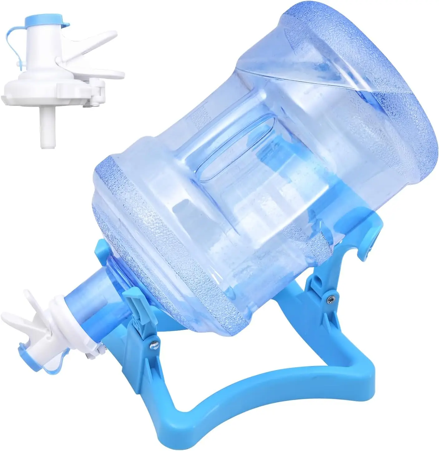Collapsible 5 Gallon Water Jug Holder with 2 Dispenser Valves, Space-Saving Stand for 3-5 Gallon Bottles