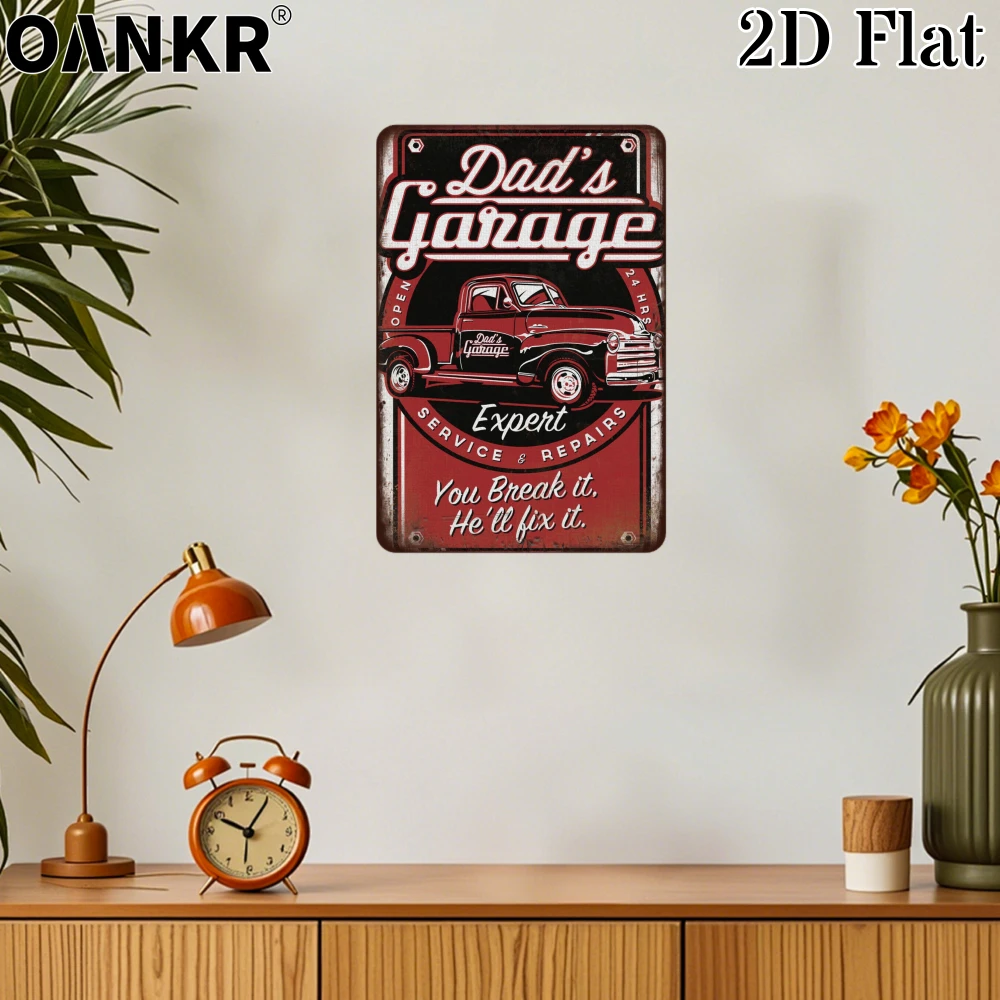 Vintage Garage Metal Tin Sign, Ideal Gift 12x8 Inch, Dad's Garage Expert Service Repairs Metal Signs for Workshop Home Decor
