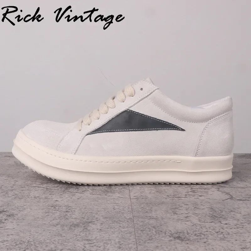 Rick Vintage Men Casual Shoes Genuine Leather Loafers Lace Up Women Suede Sneakers Luxury Trainers Low-top Street Casual Shoes