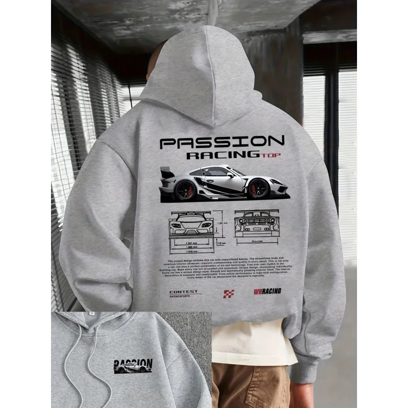 هوديي غير رسمي للرجال مطبوع عليه حروف أبجدية فضفاض مناسب-Temu Bahrain ملابس الشارع 22ss ملابس رجالية بقلنسوة للرجال قطعة واحدة haikyuu