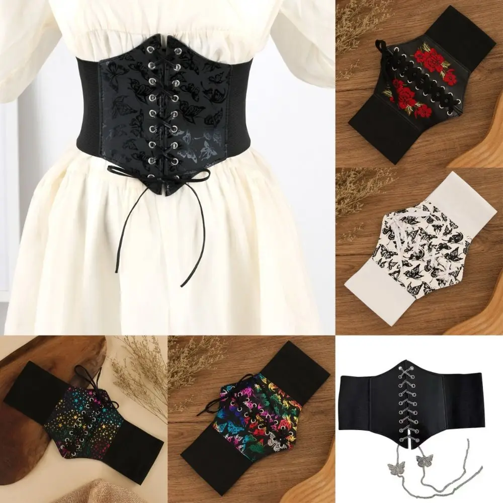 Elastic Corset Waist Belt Wide Decorative Waistband Strap Slimming External Wear Waist Cover For Skirts Dress Top Clothes