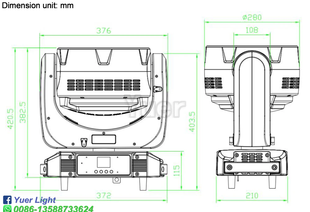 Imagem -05 - Yuer Alta Qualit Lavagem Feixe Zoom 19x40w Led Movendo a Cabeça de Iluminação Profissional Equipamento Palco dj Projetor Discoteca Bola Festa Palco