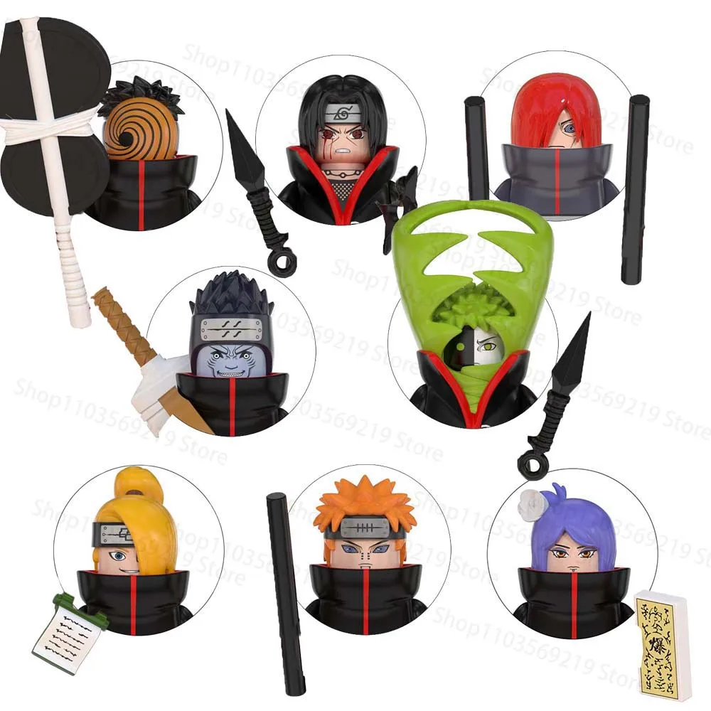 8 stks/set Naruto Animatie Spel Perifere Speelgoedstenen Cartoon Actiefiguren Montage Puzzel Onderwijs Collectie Ornament Model
