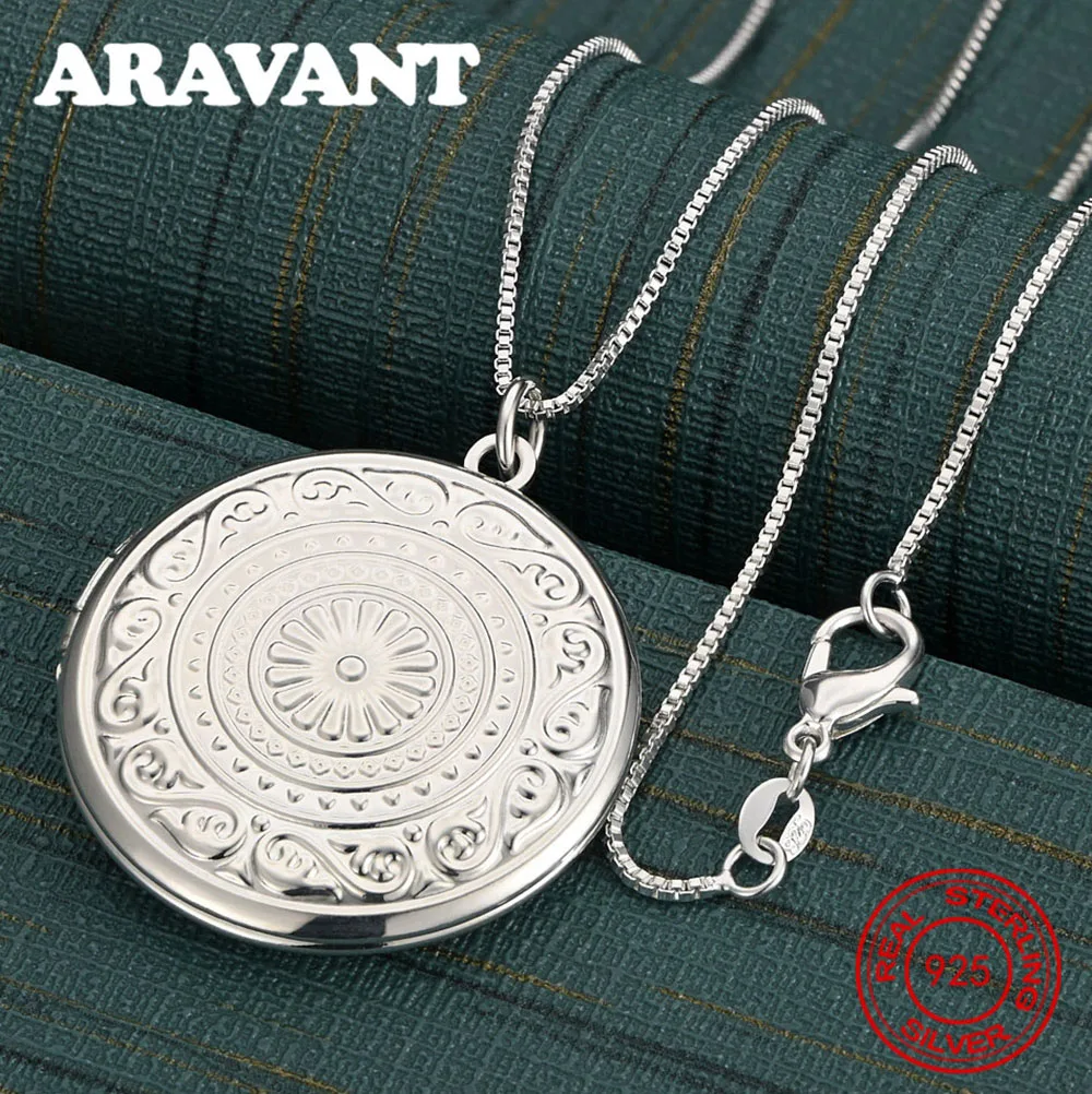 

Ожерелье с подвеской в круглой коробке из стерлингового серебра 925 пробы для женщин, винтажный и уникальный аксессуар, подарочные украшения