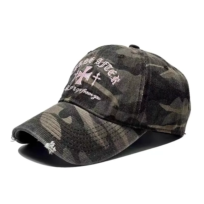 

Military Green Cross Stitch Camouflage Dad Hat Soft Structured Crown Unisex Retro Fashion Sun Protection Daily Wear