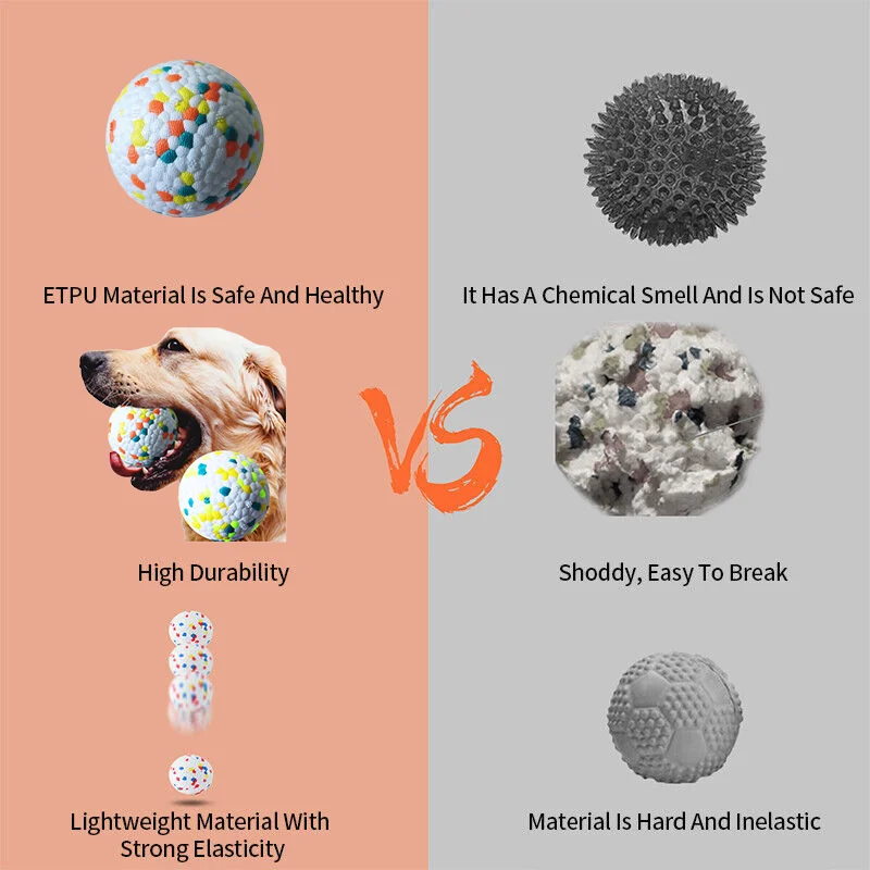 애완견 장난감 슈퍼 물기 방지 공, 가벼운 씹는 ETPU 공, 고탄성 인터랙티브 던지기 플라잉 장난감, 개 액세서리