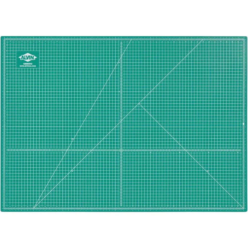 Double-Sided Self-Healing Cutting Mat, 30x42 inches, Green/Black, 5-Layer Grid for Arts & Crafts, Sewing