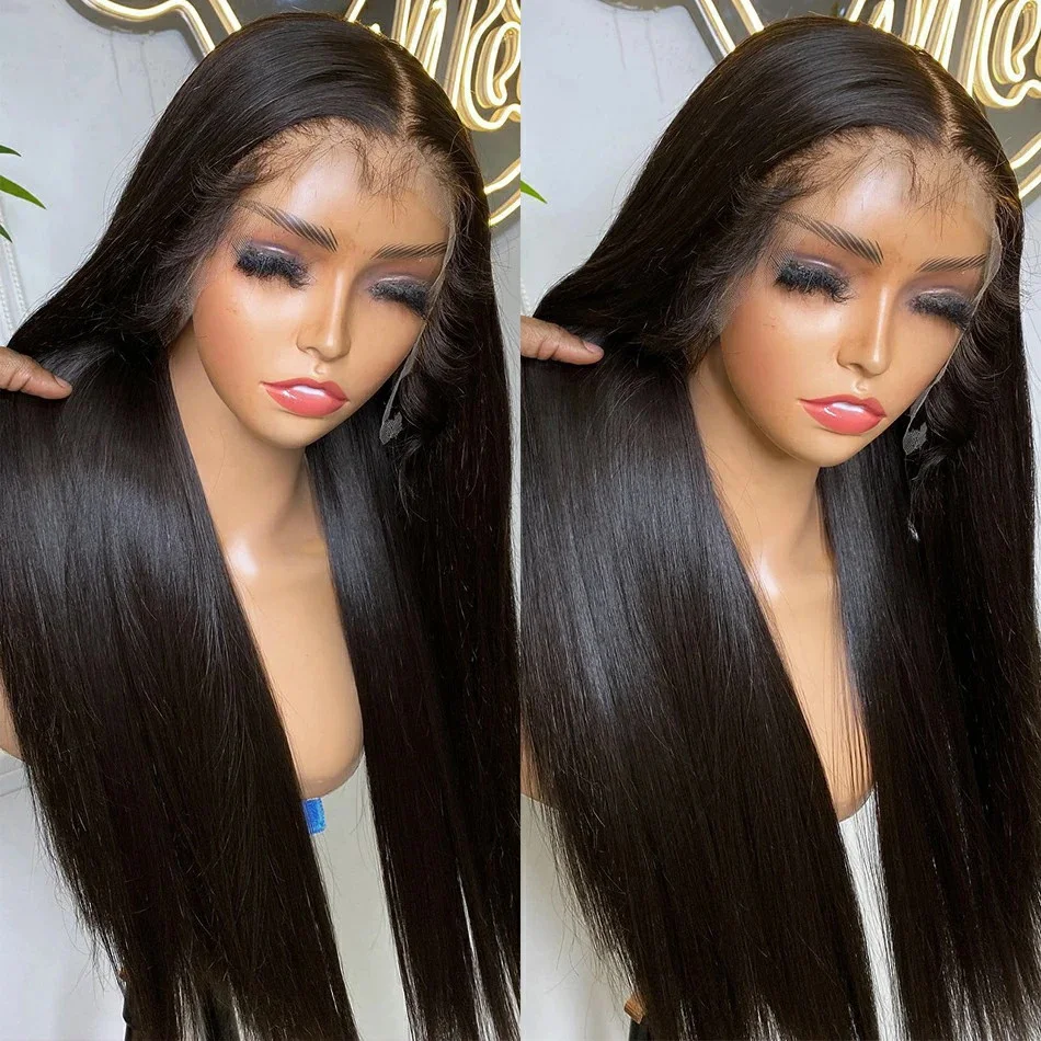 Nadine 13x6 Transparent Lace Front Human Hair Wigs For Black Women Brazilian Remy 13X4 Bone Straight Wig Human Hair 32 40 Inch