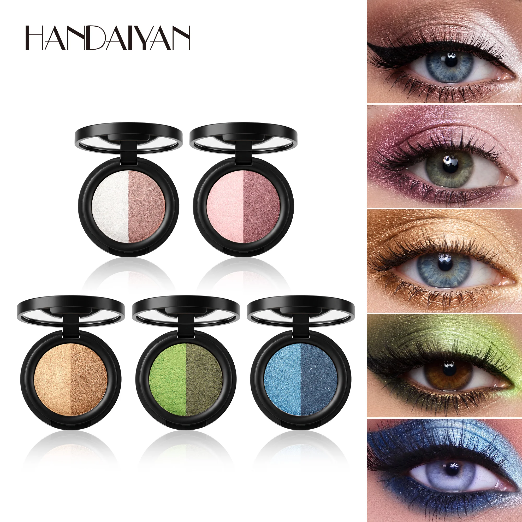Shimmer Duo Eyeshadow Palette, 2 Shades in One Compact, Pearlescent Glitter Eye Shadow, Waterproof Long Lasting Smudge Proof
